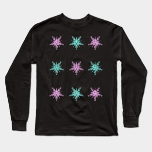 Pink and Blue Snowflakes Long Sleeve T-Shirt